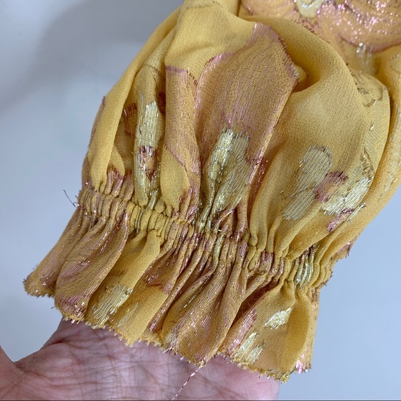 NEW Ulla Johnson Aster Blouse *Citrine* Floral Metallic Silk Blend Sz 0 - Picture 10 of 15